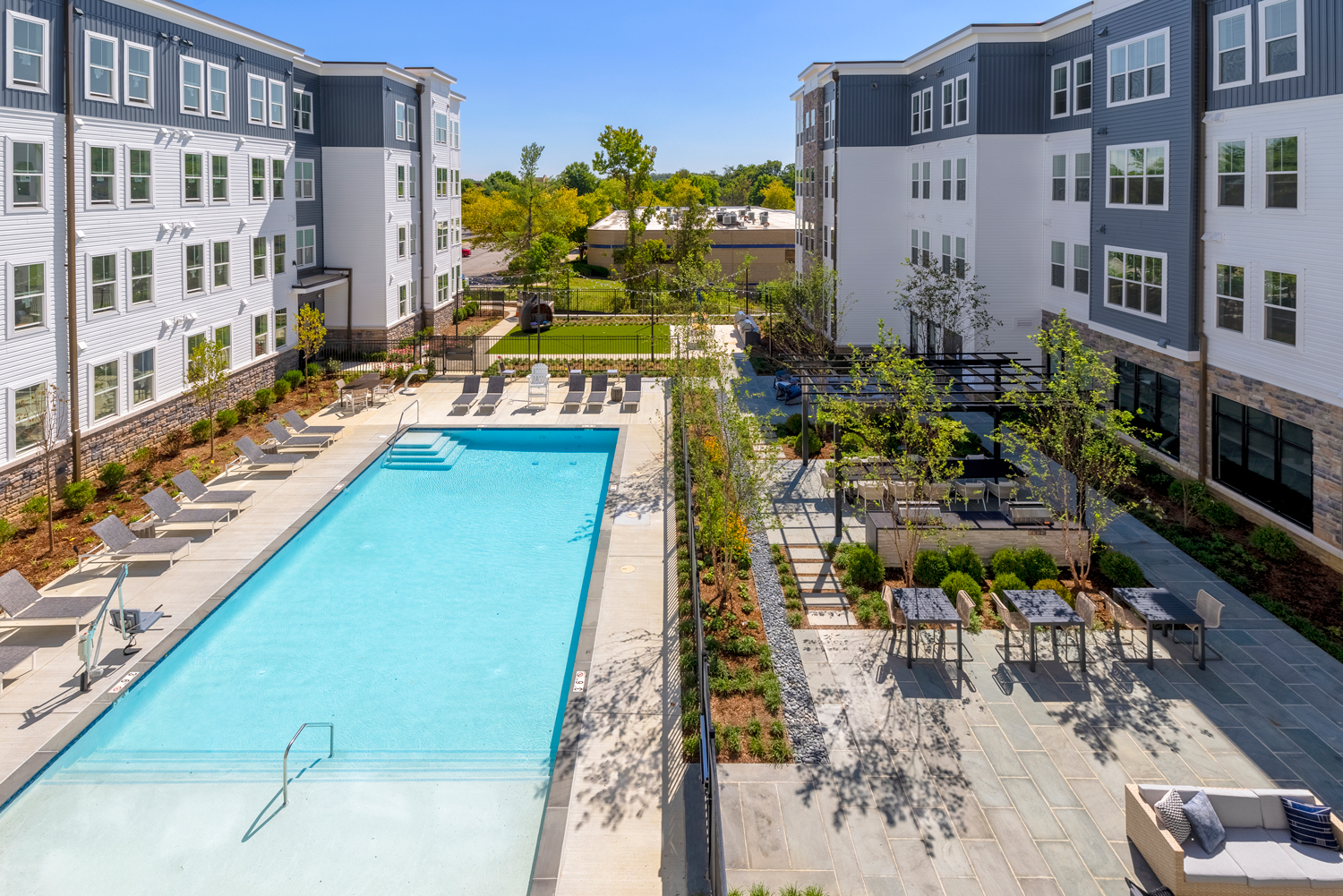 Large pool within courtyard