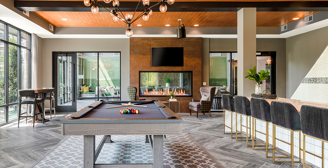 Refinery clubroom with billiards
