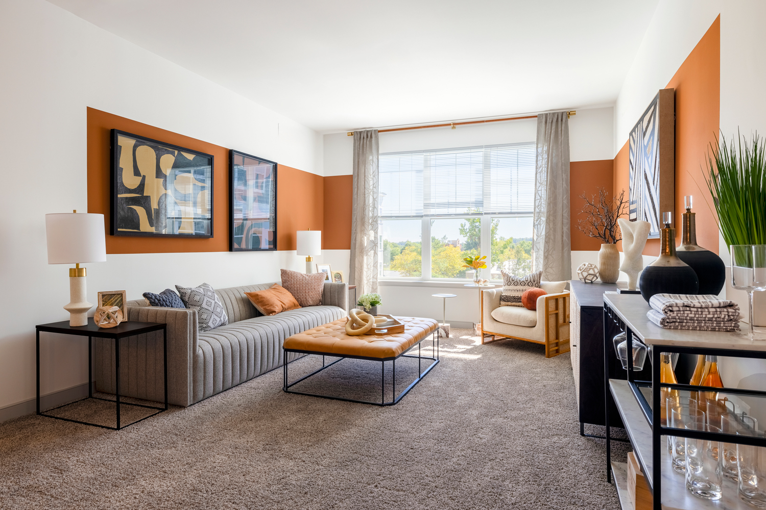 Living room with large window